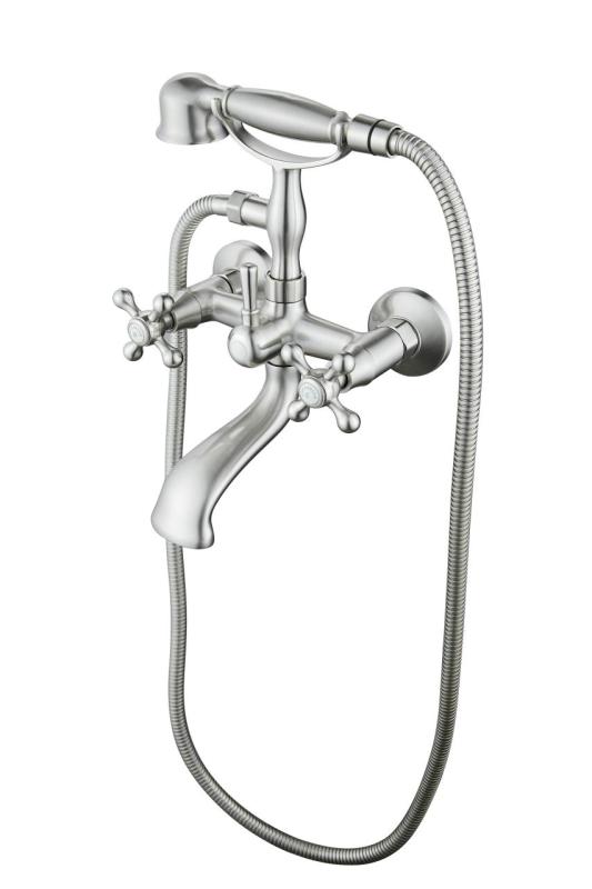 Aquanello Heritage Ascot Classic Surface-Mount Bath Faucet with Star Knobs Chrome including Hand Shower CR-3002-HA