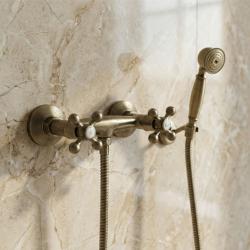 Aquanello Heritage Ascot Classic Surface-Mounted Shower Faucet Set with Star Knobs Bronze including Hand Shower BN-2002-HA