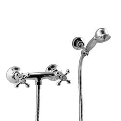 Aquanello Heritage Ascot Classic Surface-Mount Shower Faucet Set with Star Knobs Chrome including Hand Shower CR-2002-HA