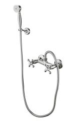 Aquanello Heritage Ascot Classic Surface-Mount Shower Faucet Set with Star Knobs, Stainless Steel, including Hand Shower NB-2002-HA