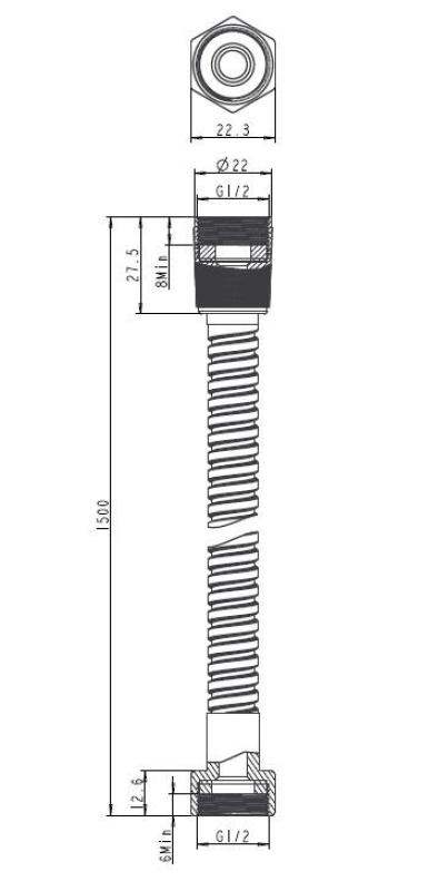 Aquanello Heritage Collection Shower hose  150 cm stainless steel NB-9002-HC
