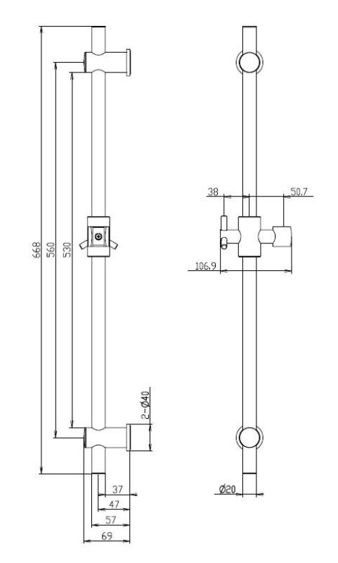 Aquanello Heritage Collection Classic Slide Bar 668 mm Bronze BN-9004-HC