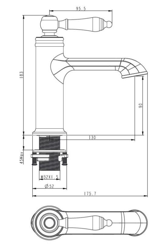 Aquanello Heritage Manor Classic Nostalgic Washbasin Mixer Tap Chrome CR-1001-HM