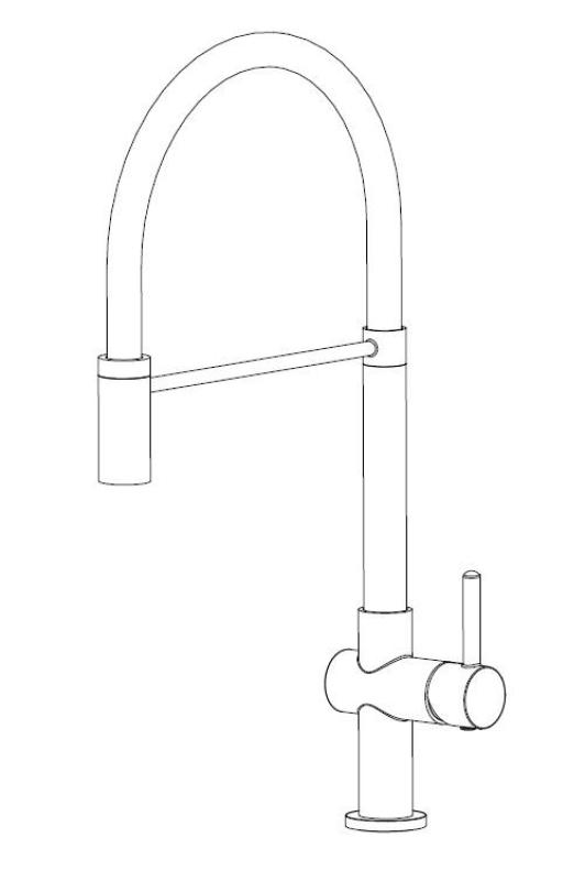 Aquanello Gastro Kitchen Faucet with Flexible Spout, Black BL-4400-GT