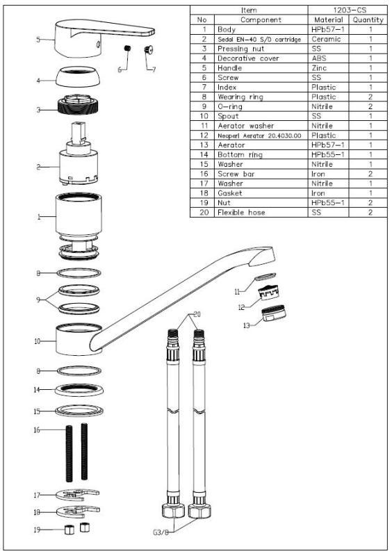 Aquanello Casa Single-Handle Kitchen Faucet, Chrome CR-1203-CS