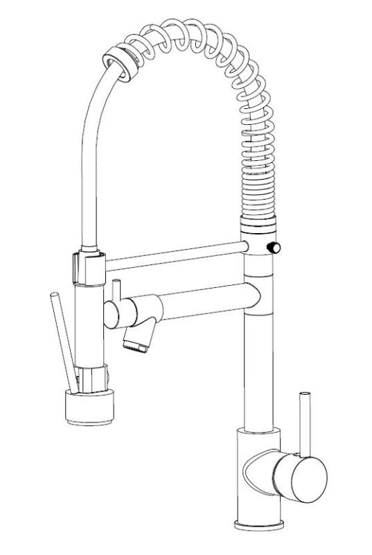 Aquanello Gastro Kitchen Faucet with Professional Spray Function, Black BL-4402-GT
