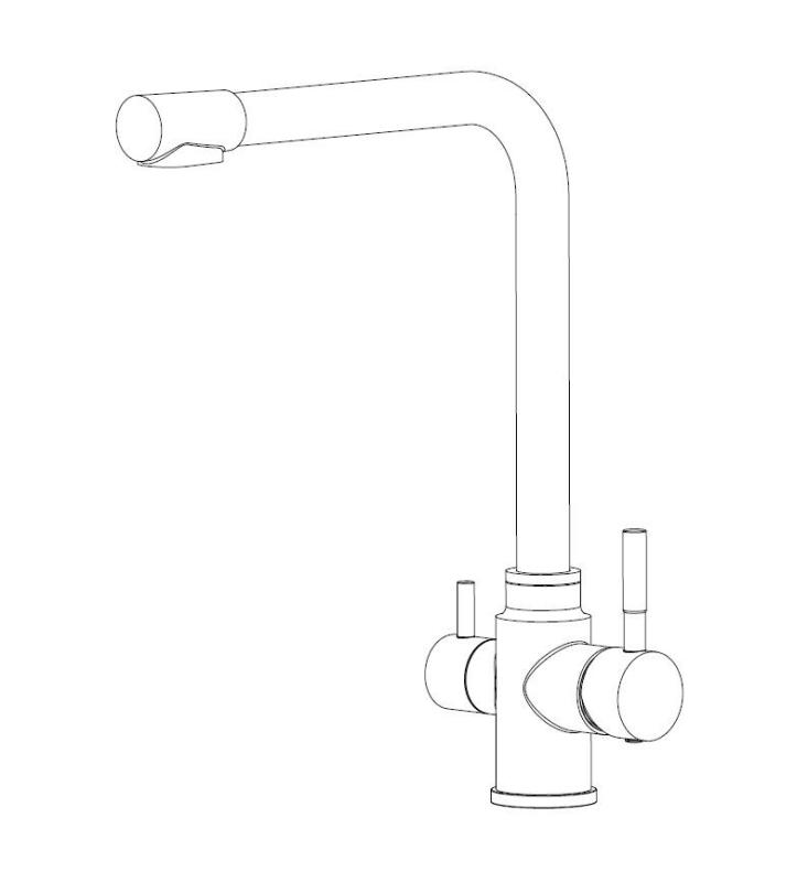 Aquanello Limpia Solid Stainless Steel 3-Way Kitchen Faucet, Black, with Filtered Water BL-1600-LP