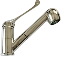 Aquanello Medic Kitchen Faucet with Long Handle and Pull-Out Spout, Chrome CR-1006-MD
