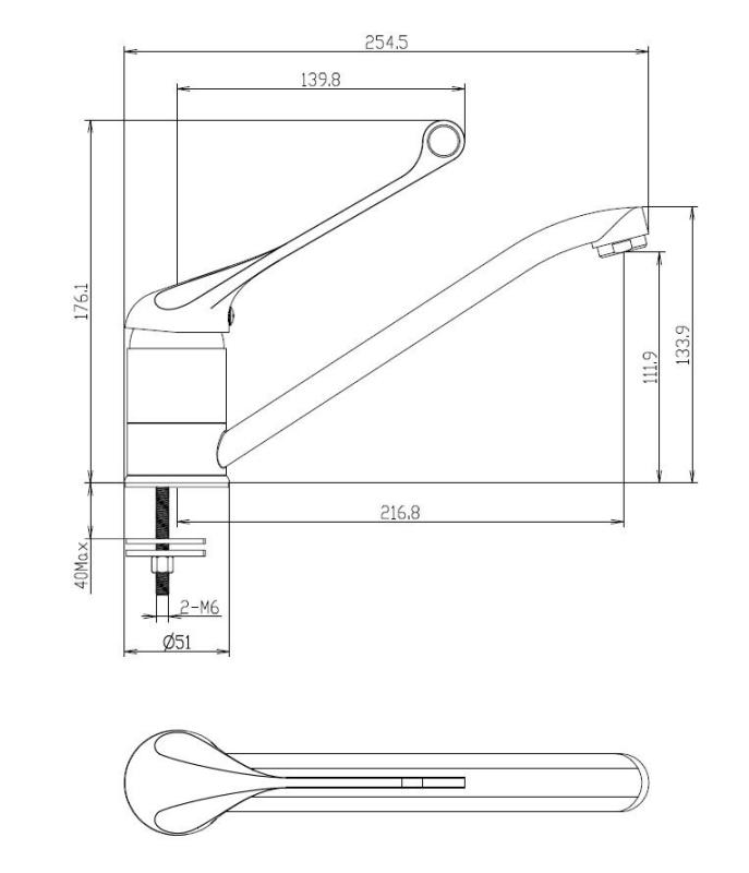 Aquanello Medic Kitchen Faucet with Long Handle  Chrome CR-1007-MD