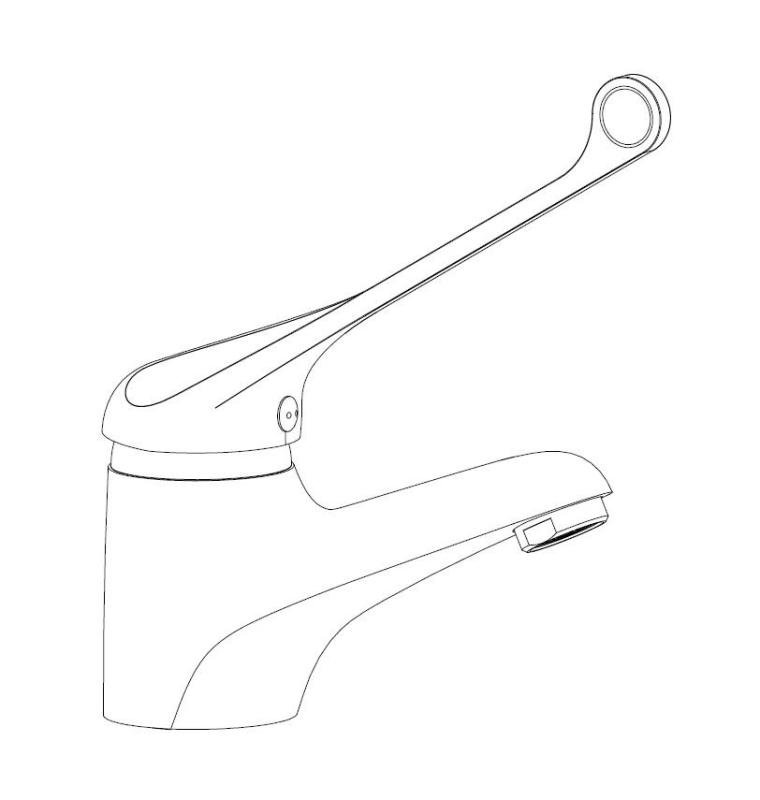 Aquanello Medic Chrome Single-Handle Sink Faucet with Extra-Long Handle CR-1103-MD