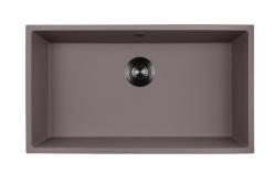 GraniteMy Universal Large taupe granite sink, 74x40 cm, available in top-mount, under-mount, and flush-mount styles, with a gunmetal plug (1208972708)