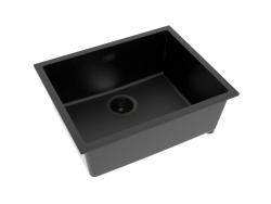 Pure.Sink Eternal Quartz Black Sink 50x40 cm Undermount and Overmount with Black Drain Plug