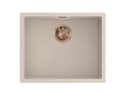 Pure.Sink Eternal Quartz Beige Sink 50x40 cm (Under-mount and Over-mount) with Brass Plug