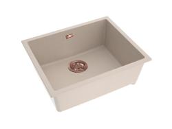 Pure.Sink Eternal Quartz Beige Sink 50x40 cm (Under-mount and Over-mount) with Brass Plug