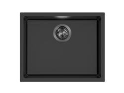 Pure.Sink Eternal Quartz Black Sink 50x40 cm Under-mount and Over-mount with Automatic Gunmetal Plug