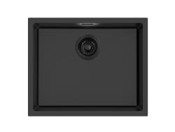 Pure.Sink Eternal Quartz Black Sink 50x40 cm Under-mount and Over-mount with Automatic Black Plug
