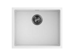 Pure.Sink Eternal Quartz White Sink 50x40 cm Under-mount and Over-mount with Automatic Gunmetal Plug