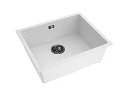 Pure.Sink Eternal Quartz White Sink 50x40 cm Under-mount and Over-mount with Automatic Gunmetal Plug