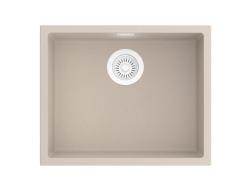 Pure.Sink Eternal Quartz Beige Sink, 50x40 cm, Flush-Mount and Under-Mount, with White Plug