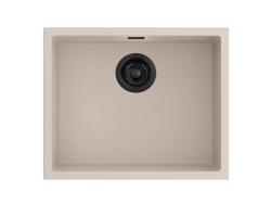 Pure.Sink Eternal Quartz Beige Sink, 50x40 cm, Flush-Mount and Under-Mount, with Black Plug