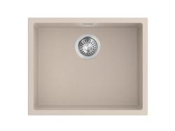Pure.Sink Eternal Quartz Beige Sink, 50x40 cm, Flush-Mount and Under-Mount, with Automatic Stainless Steel Plug