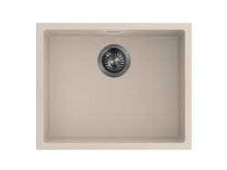 Pure.Sink Eternal Quartz Beige Sink 50x40 cm, Flush-Mount and Under-Mount with Automatic Gunmetal Plug