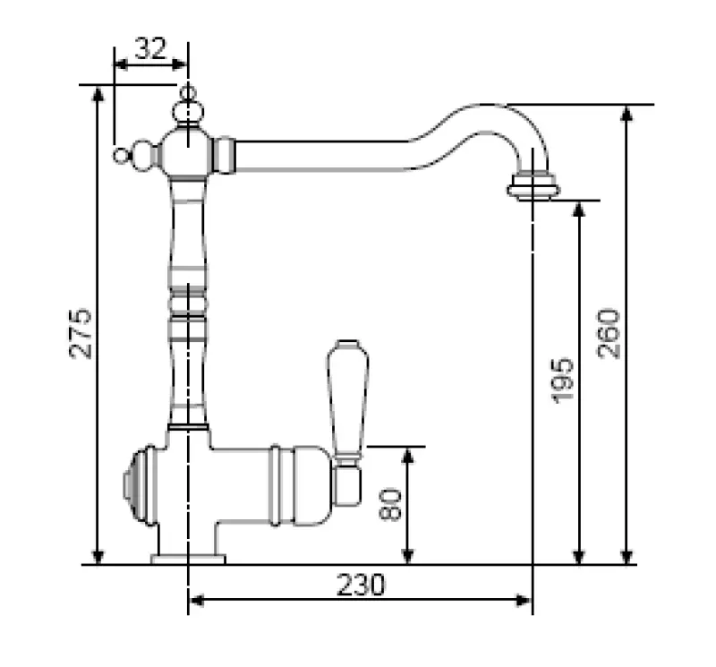 Old Fashion Single Lever sink mixer with old fashion spout Chrome V1920 