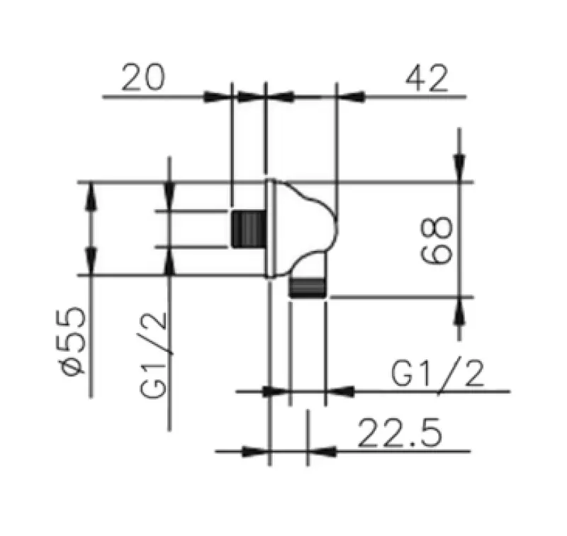 Huber Croisette Connection elbow for shower Chrome 67.02H.CR