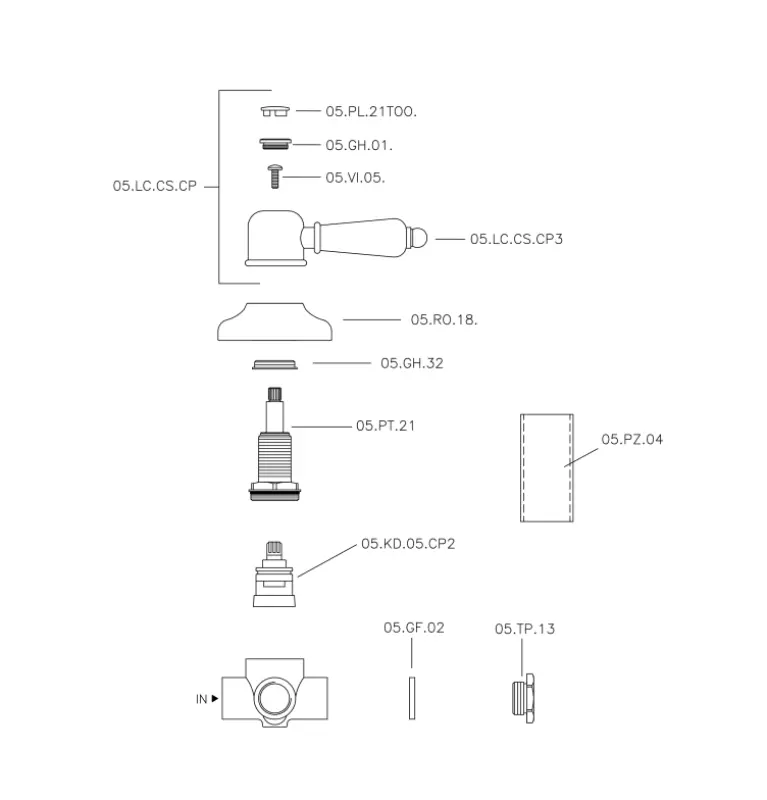 Huber Croisette diverter valve Chrome 1/2 653.CS01H.CR