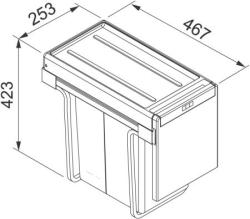 Franke Cube 30 built-in waste system manual operation kitchen trash can 2 x 15L 134.0039.553