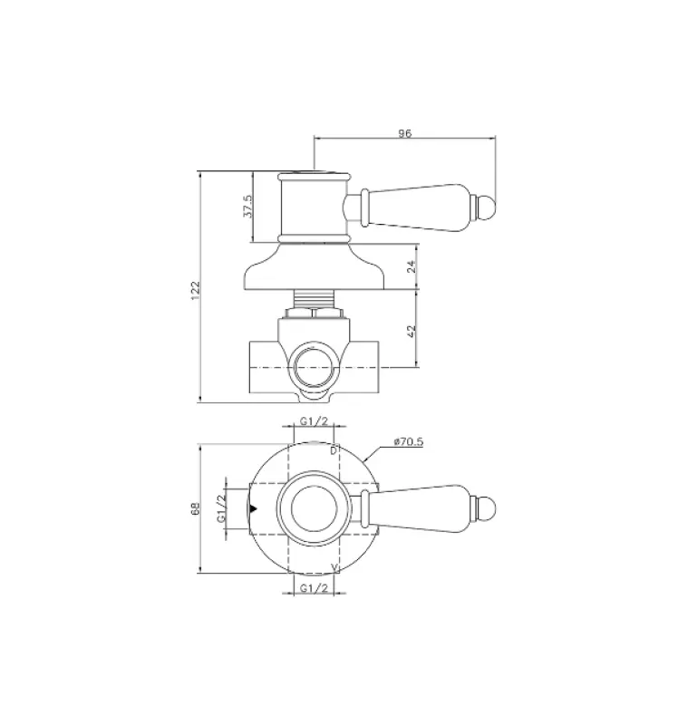 Huber Victorian 2-outlets diverter Chrome 653.VT01H.CR