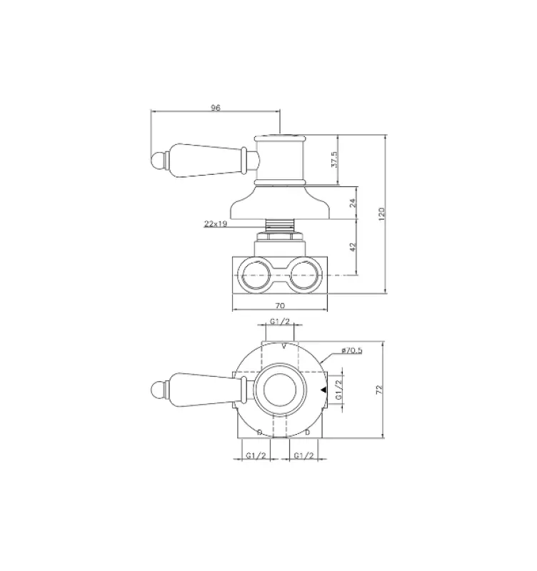 Huber Victorian 3-outlets Diverter Chrome VT00027021