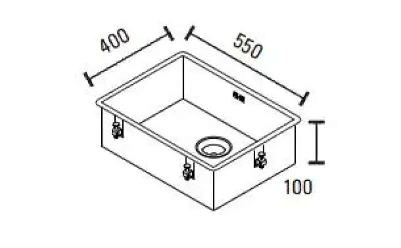ABK Baronga large extra shallow stainless steel sink for disabled, 10cm deep, 55x40cm, flush mount, undermount, and top mount, BAR5510FVI.