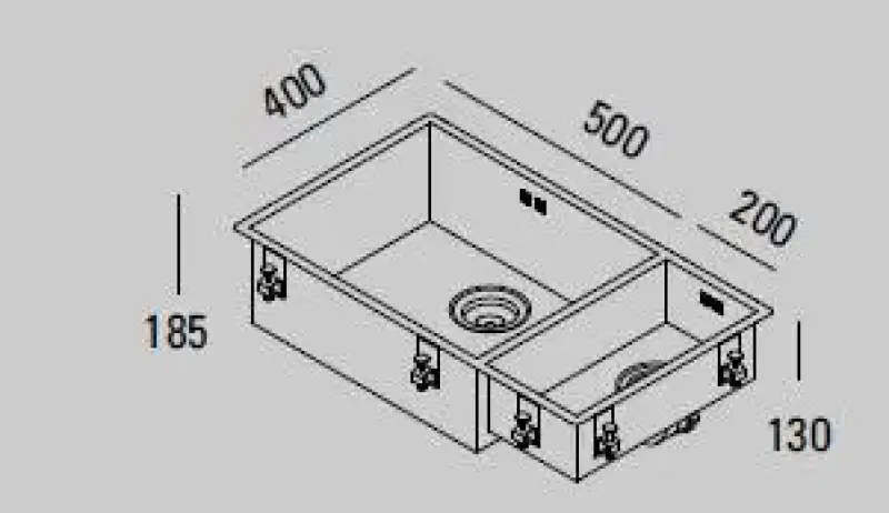 ABK Bingara large one and a half 1.5 stainless steel sink 50x40+20x40 cm for flush-mount, undermount, and top-mount installation BIN5020FVI